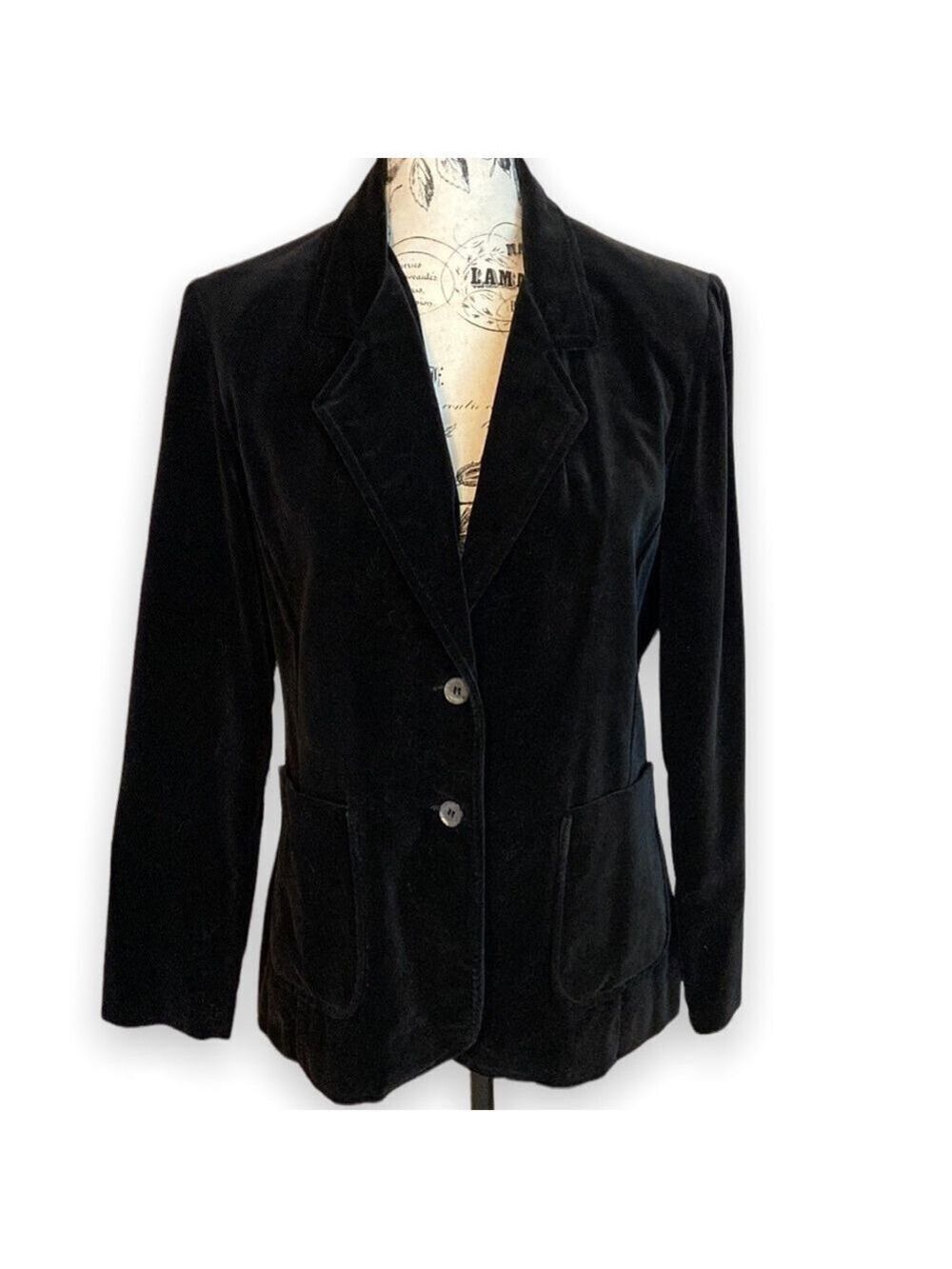 Vintage 80’s Tailored Blazer Velvet Black Size 9/10